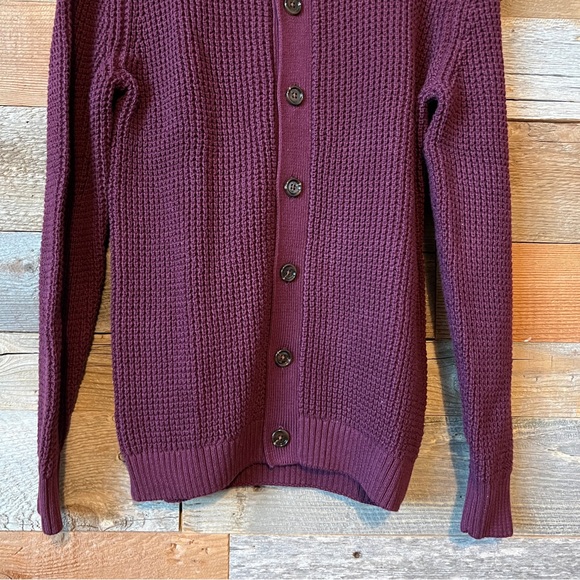 Club Room Chunky Sweater Mens Small S Waffle Knit Cardigan Mock Neck Long Sleeve - Picture 3 of 11